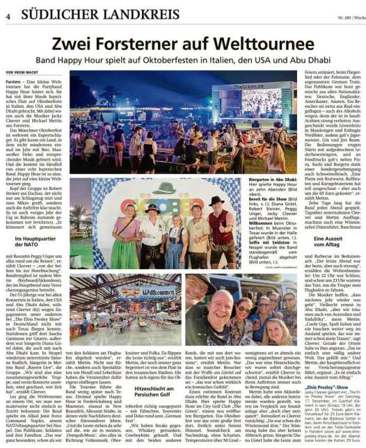 HAPPY HOUR OKTOBERFESTBAND Oktoberfest world tour 2022 Münchner Merkur / Erdinger Anzeiger v. 11.12.22