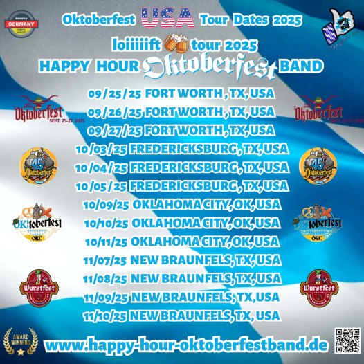 HAPPY HOUR OKTOBERFESTBAND Bunte Szene Oktoberfest Muenster Texas USA 2024
